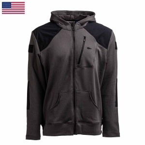 Grey / Black Goruck Indestructible Grid Fleece Full Zip Men's Tops | CA-GMJ-176058