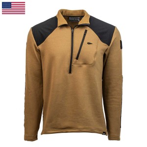 Khaki Goruck Indestructible Grid Fleece Half Zip Men's Tops | CA-WCO-306279