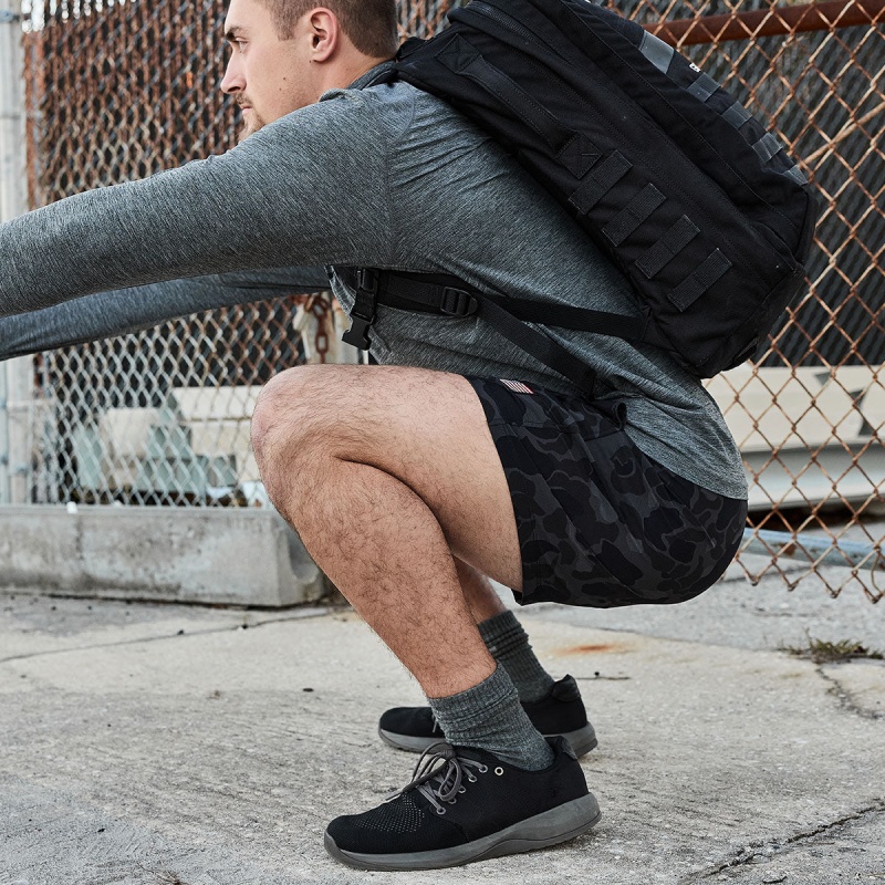 Black Camo Goruck Indestructible Training Length 5 Men's Shorts | CA-AJL-689753