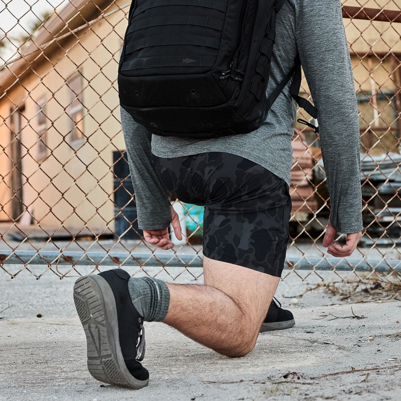 Black Camo Goruck Indestructible Training Length 5 Men's Shorts | CA-AJL-689753