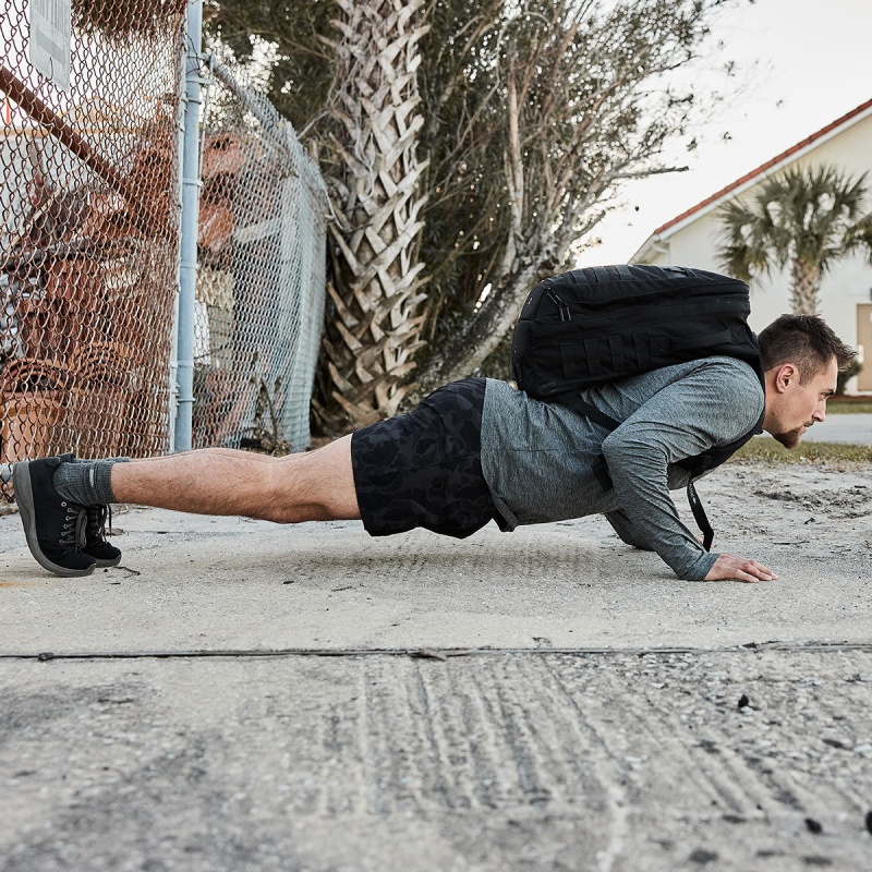 Black Camo Goruck Indestructible Training Length 5 Men's Shorts | CA-AJL-689753