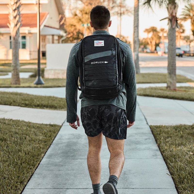 Black Camo Goruck Indestructible Training Length 5 Men's Shorts | CA-AJL-689753