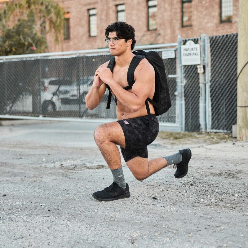 Black Camo Goruck Indestructible Training Length 7.5 Men's Shorts | CA-LJX-970354