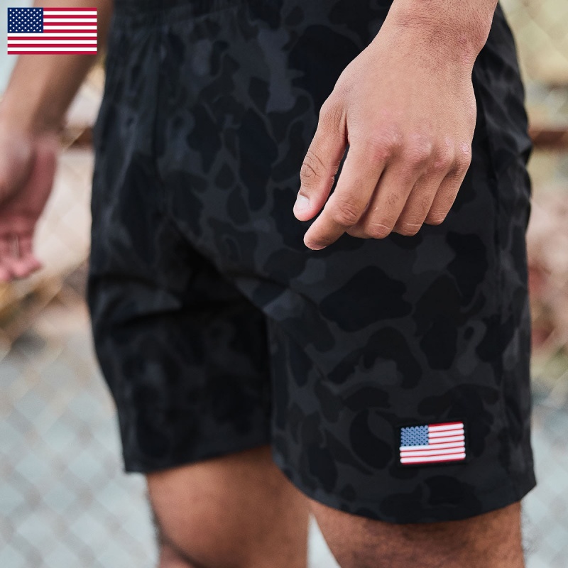 Black Camo Goruck Indestructible Training Length 7.5 Men\'s Shorts | CA-LJX-970354