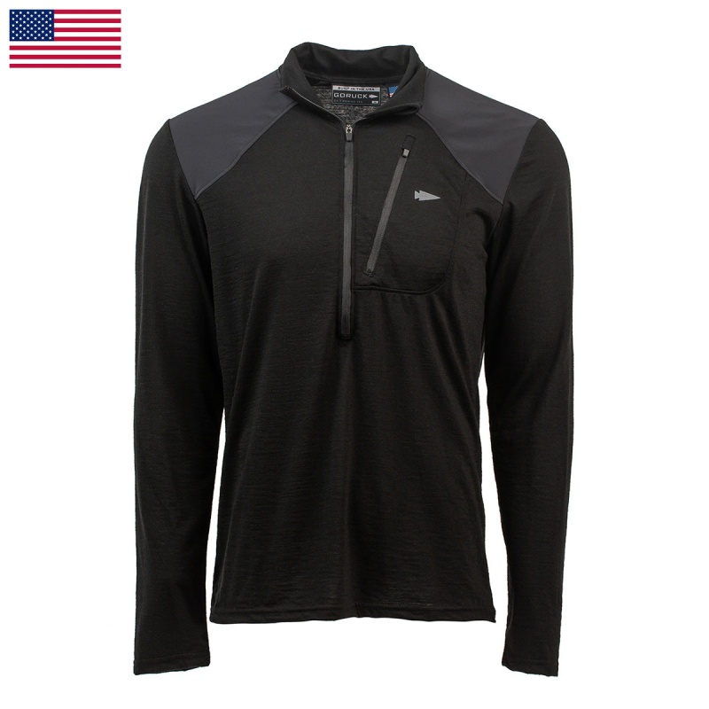 Black Goruck 24.7 Merino Wool Half Zip Men\'s Tops | CA-CAE-108953