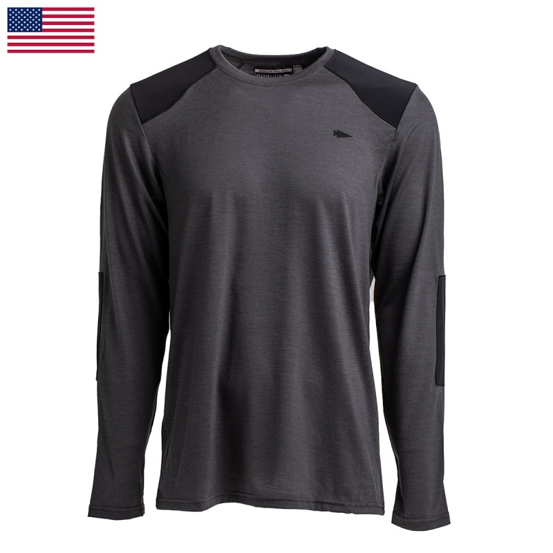 Black Goruck 24.7 Merino Wool Long Sleeve Tee Men\'s Tops | CA-RZE-648273