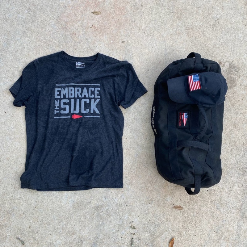 Black Goruck Embrace the Suck Men's T-Shirt | CA-CNV-719684