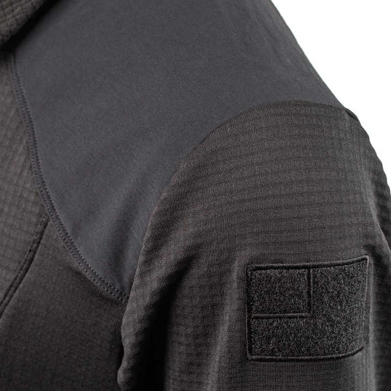 Black Goruck Indestructible Grid Fleece Half Zip Men's Tops | CA-XUF-031562