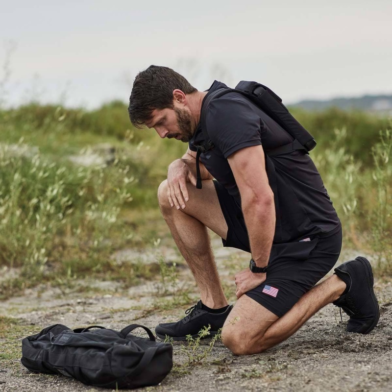 Black Goruck Indestructible Training Length 7.5 Men's Shorts | CA-CIR-521986