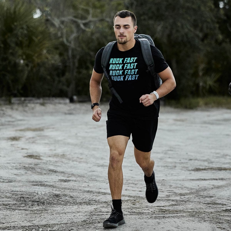 Black Goruck Ruck Fast Men's T-Shirt | CA-DLE-036847