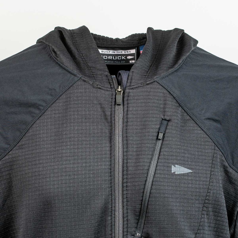 Black / Black Goruck Indestructible Grid Fleece Full Zip Men's Tops | CA-CXU-897402