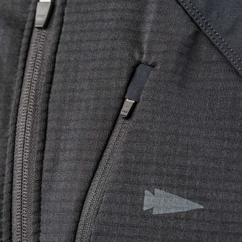 Black / Black Goruck Indestructible Grid Fleece Full Zip Men's Tops | CA-CXU-897402