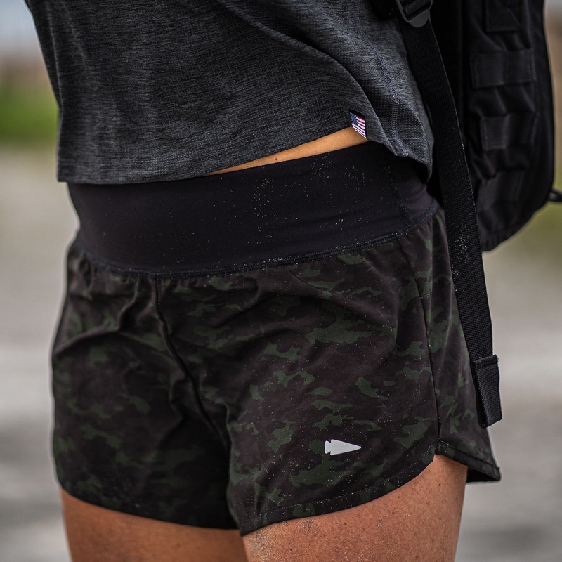 Dark Camo Goruck Indestructible Training Women's Shorts | CA-NAI-514809