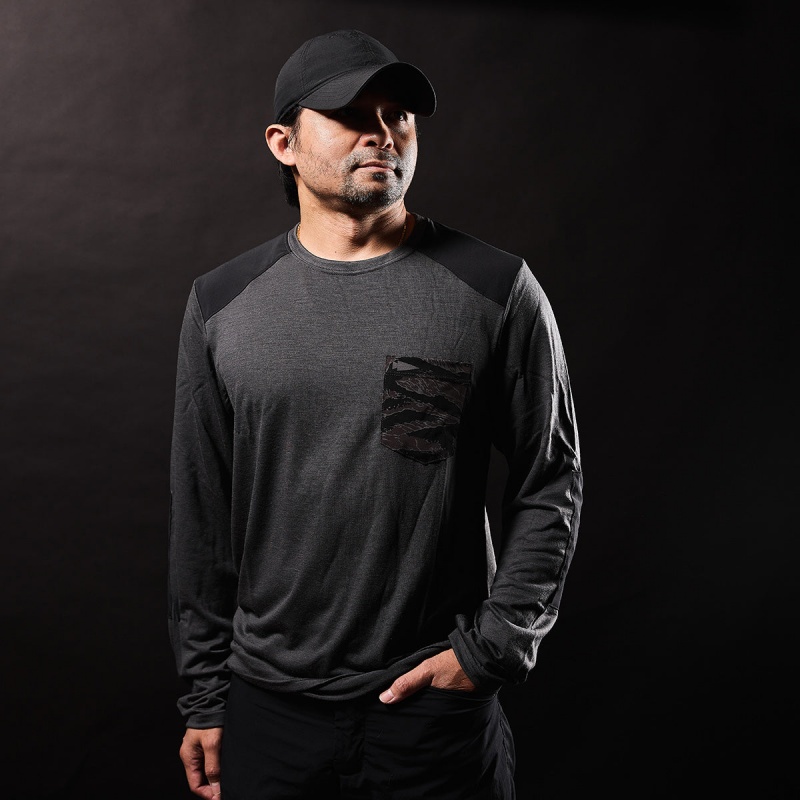 Green Goruck 24.7 Merino Wool Long Sleeve Tee Men's Tops | CA-OXR-769821