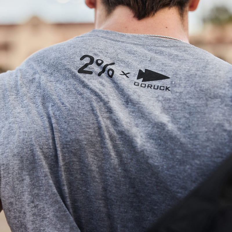 Grey Goruck 2% Men's T-Shirt | CA-SZV-584637