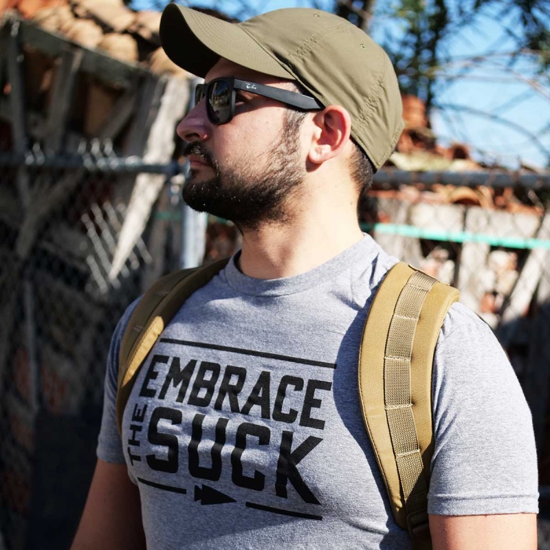 Grey Goruck Embrace the Suck Men's T-Shirt | CA-WBM-954207