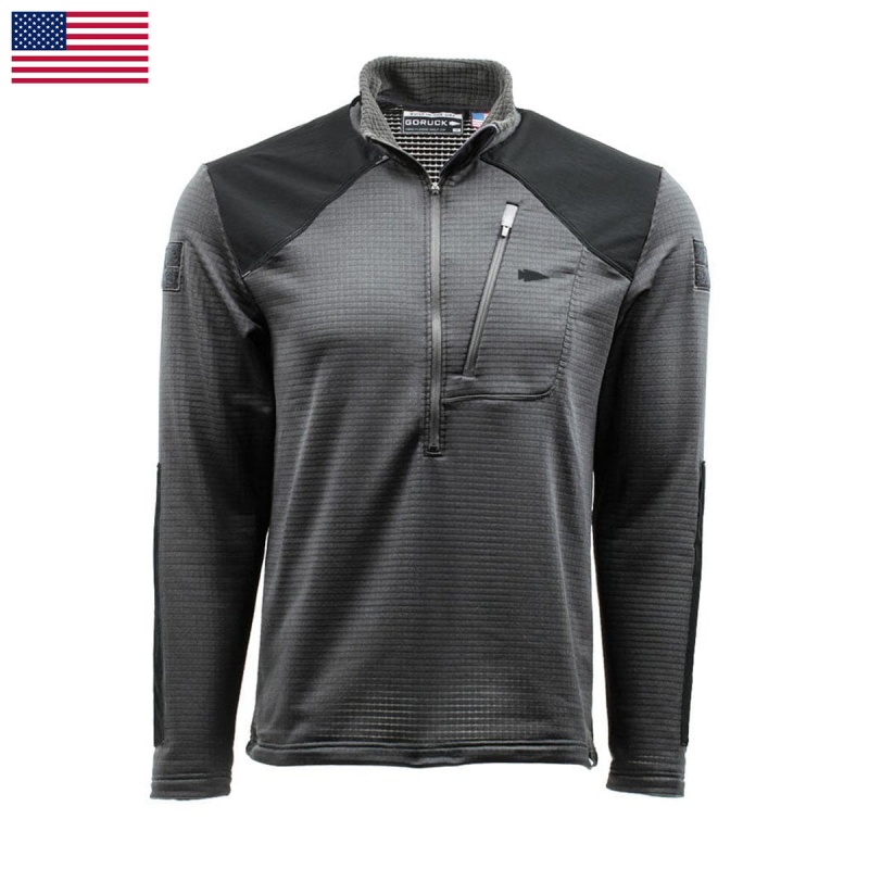 Grey Goruck Indestructible Grid Fleece Half Zip Men\'s Tops | CA-LHO-453602