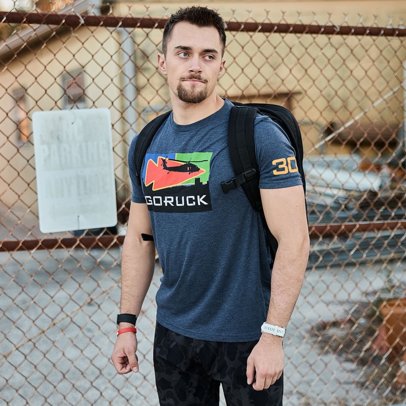 Navy Goruck Mog Mile 30th Anniversary Men's T-Shirt | CA-NPG-671302