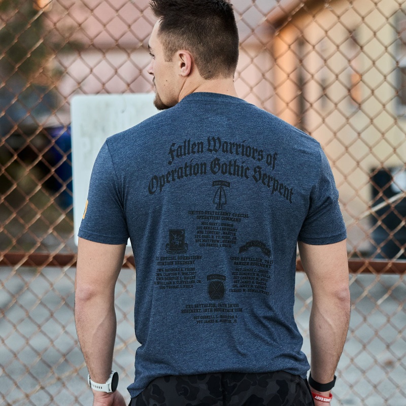 Navy Goruck Mog Mile 30th Anniversary Men's T-Shirt | CA-NPG-671302