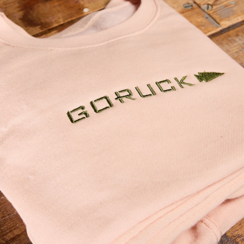 Pink / Green Goruck Cropped Embroidered Women's Sweatshirt | CA-FTX-865032