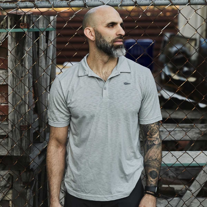 Silver Goruck The Field Polo Men's T-Shirt | CA-HPN-108625