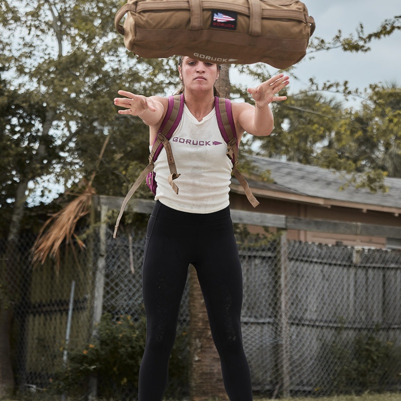 White Goruck Ribbed Racer Women's Tank | CA-YLT-509362